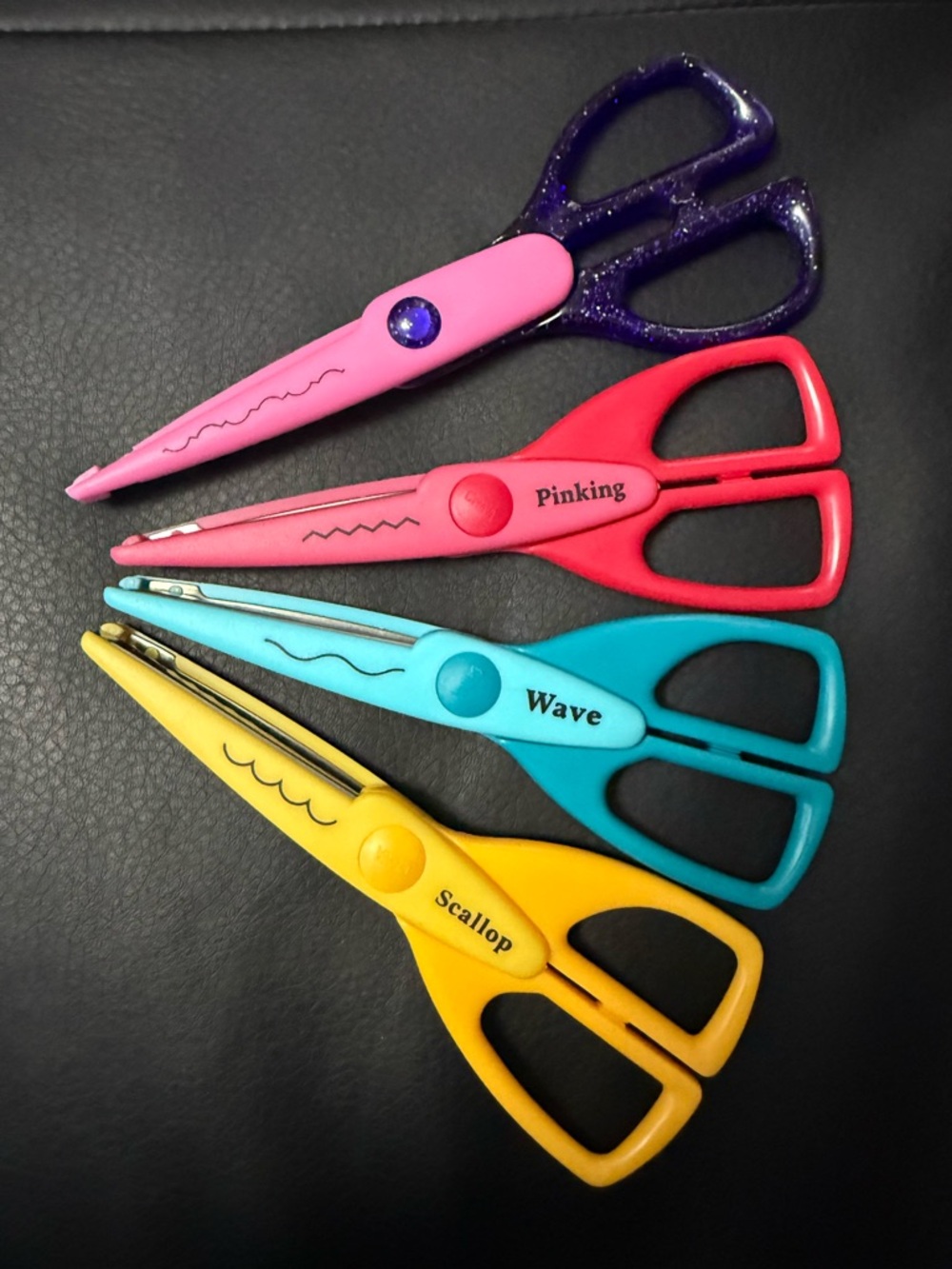 Decorative Craft Scissors Set - Pink, Red, Teal, Yellow Pinking, Wave, Scallop